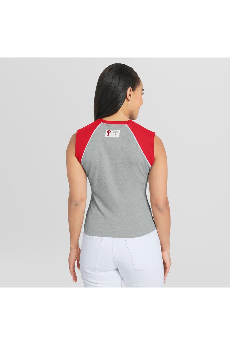 Women's WEAR by Erin Andrews  Heather Gray Philadelphia Phillies Cropped Raglan Tank Top, Alternate, color, Heather Gray
