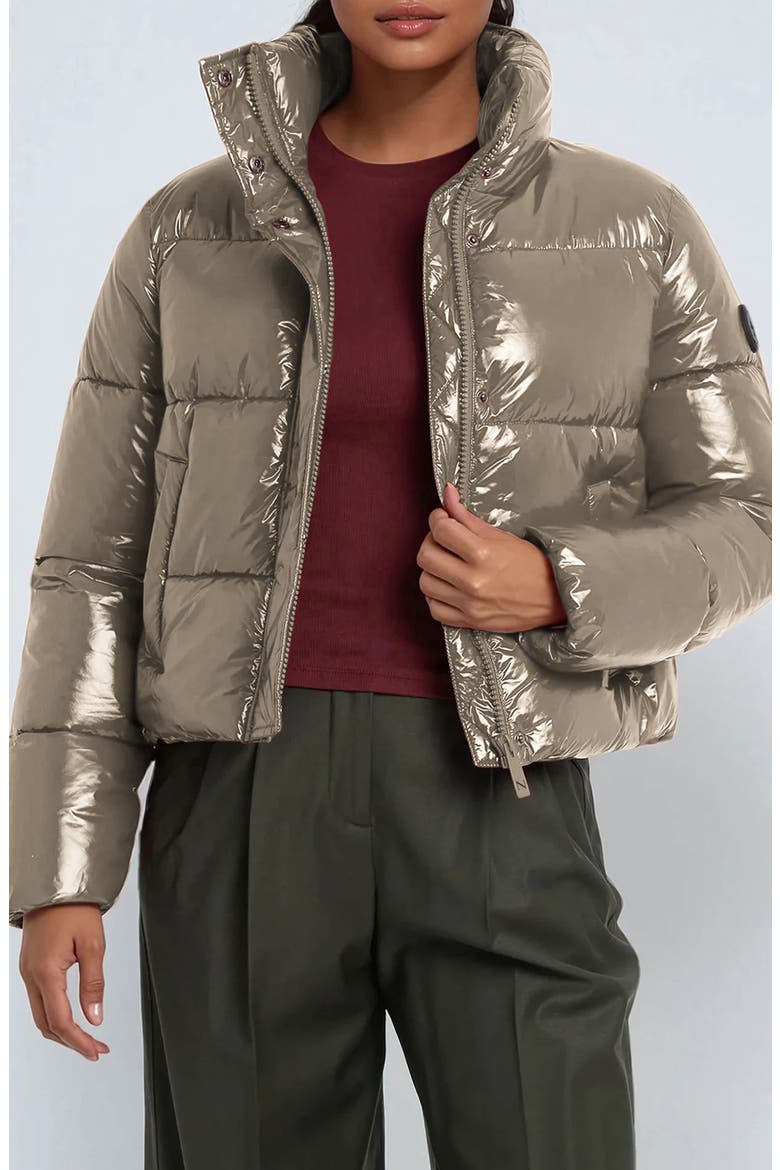 Coco Crop Water Resistant Puffer Jacket, Alternate, color, MOCHA