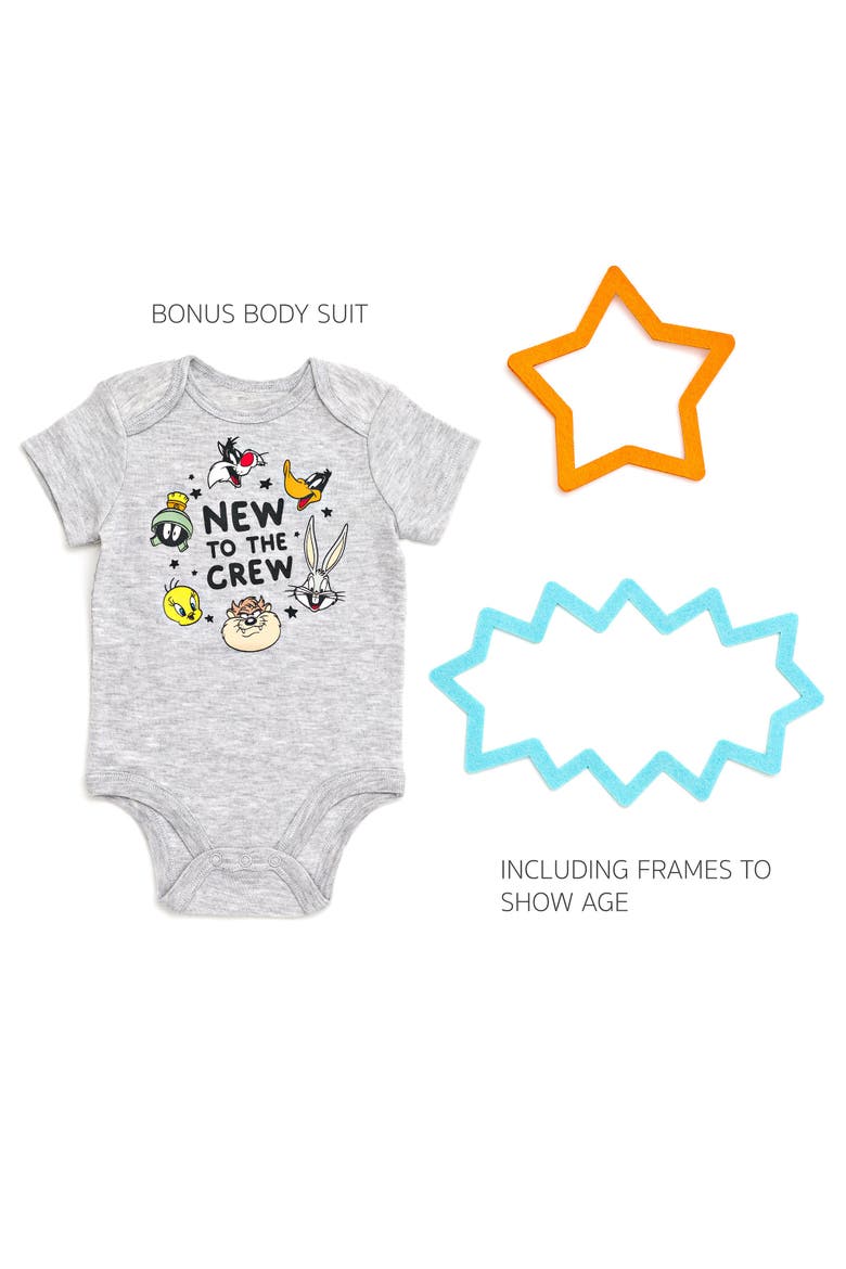 Baby Shower Bodysuit and Blanket Set, Alternate, color, Heather Gray Multi