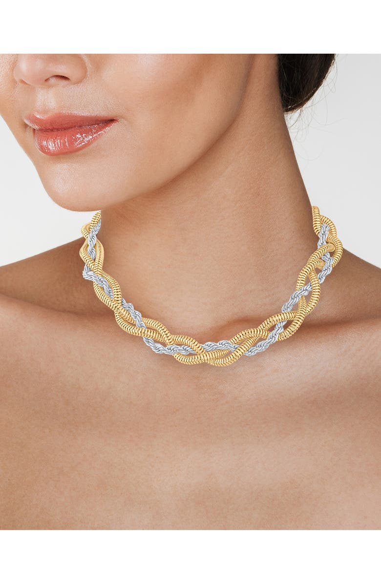 JARDIN Two-Tone Woven Chain Necklace, Alternate, color, Gold/ Silver