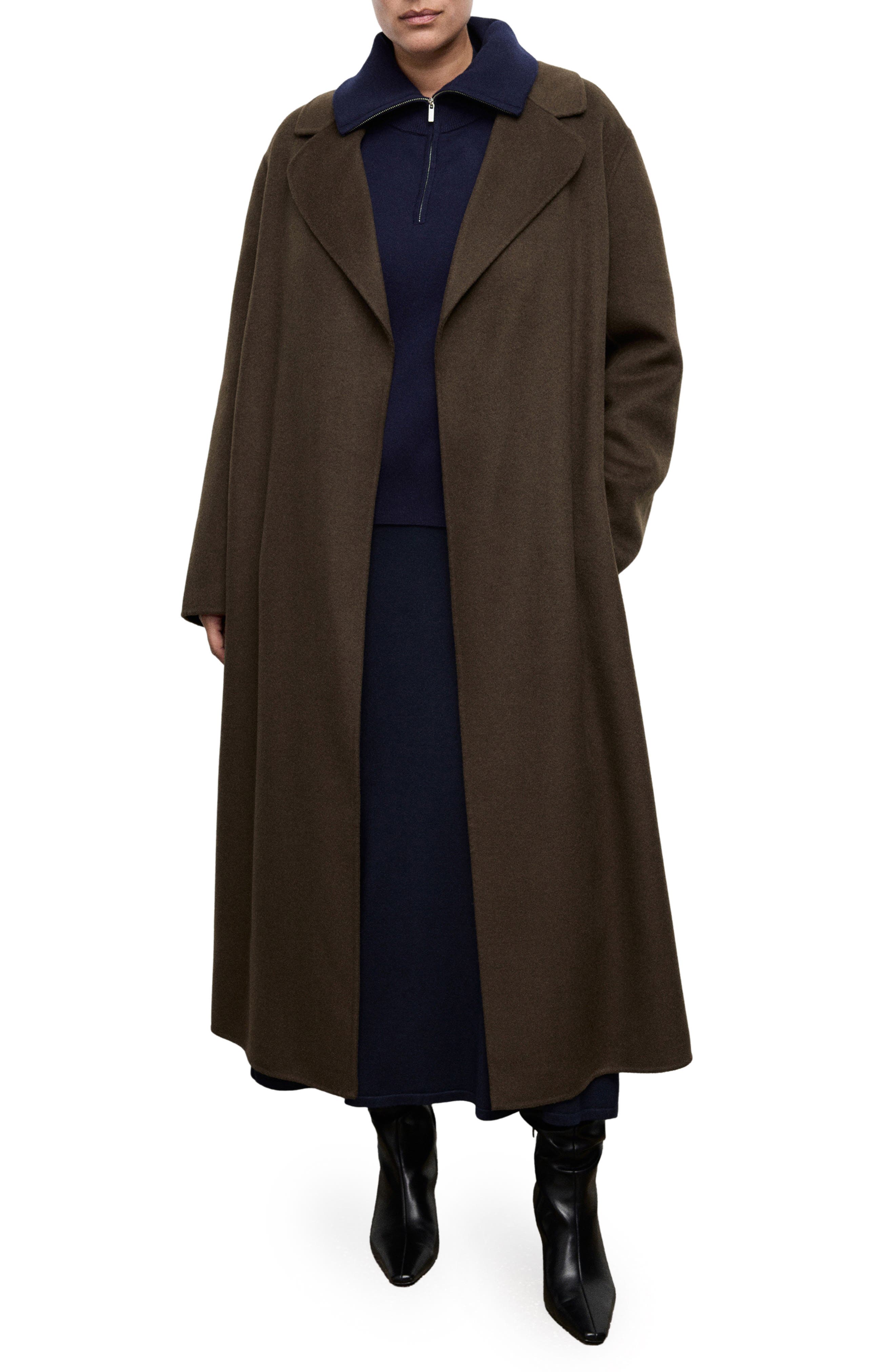 MANGO Wool Blend Wrap Coat