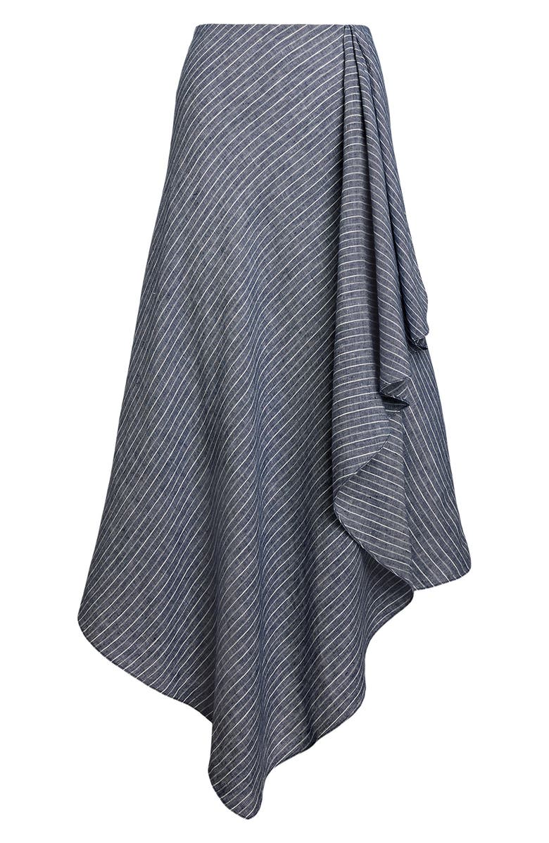 Lauren Ralph Lauren Stripe Handkerchief Hem A-Line Linen Skirt, Alternate, color, Blue/ White