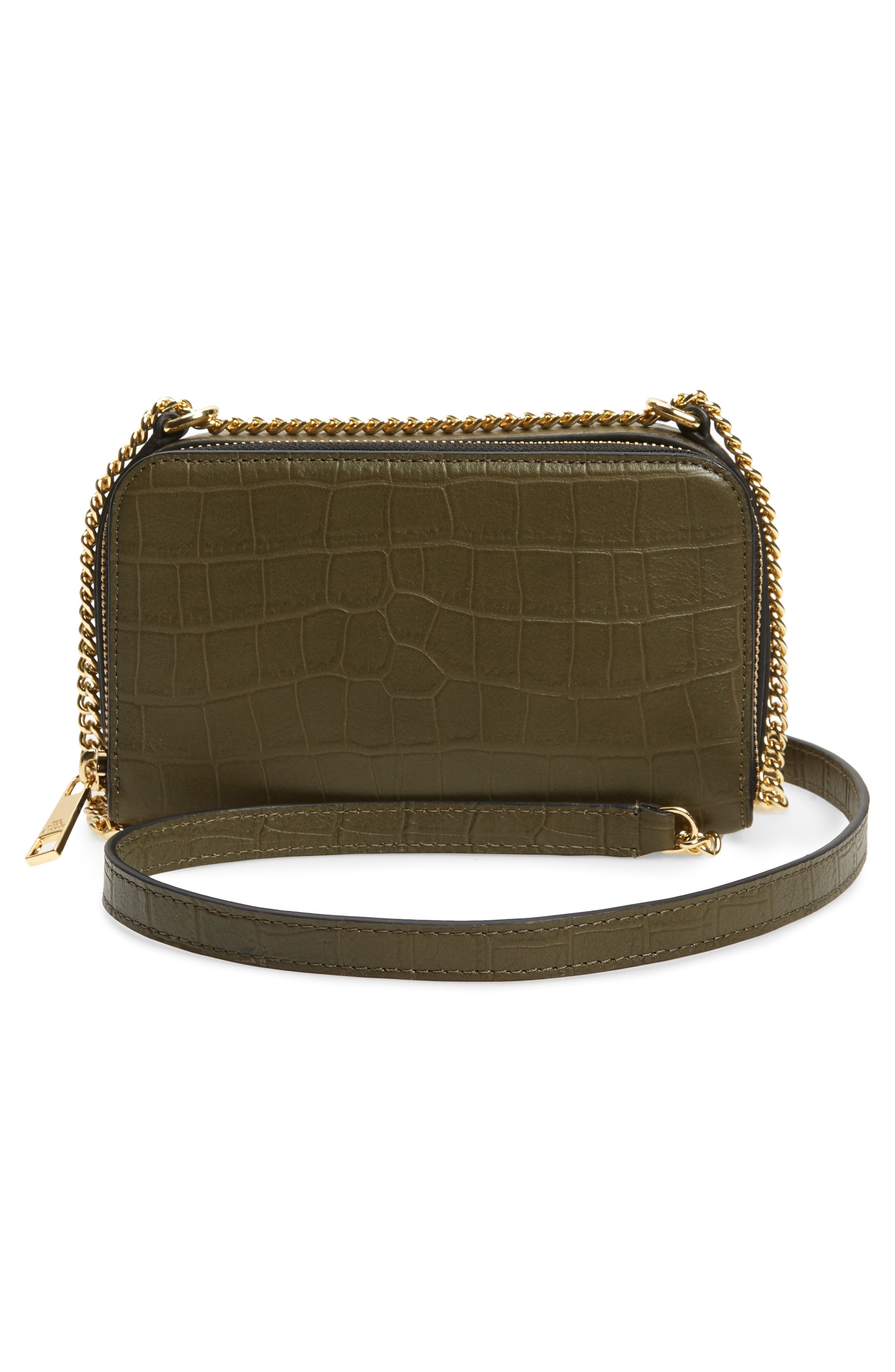 The Marc Jacobs The Croc Embossed Leather Crossbody Bag, Alternate, color, SPANISH MOSS