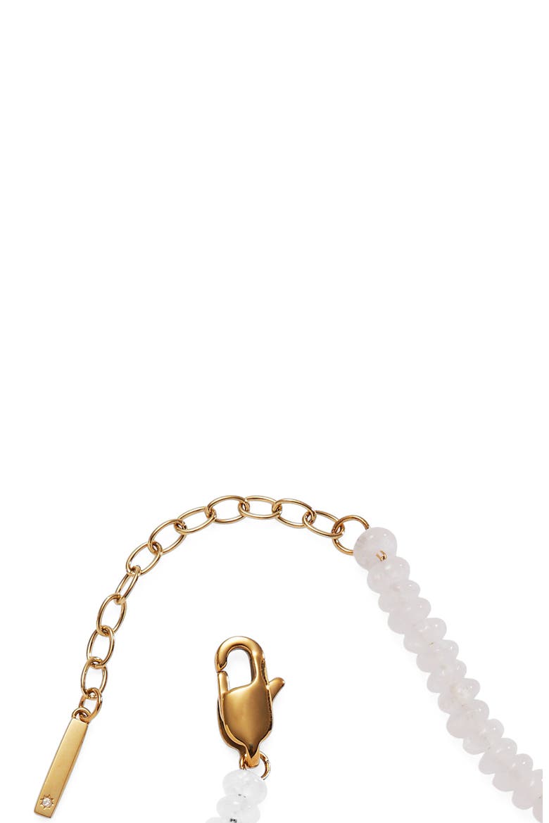 Clear Quartz Semi-Precious Beaded Anklet, Alternate, color, White/ Gold