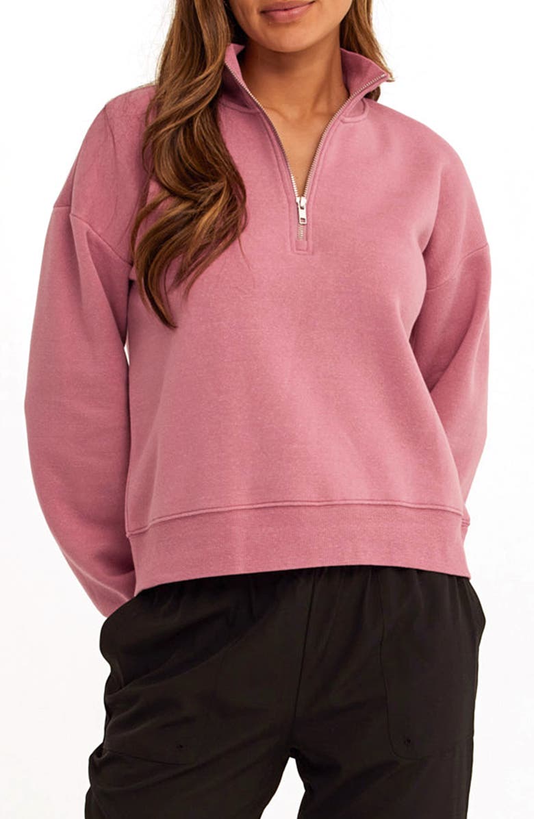 Threads 4 Thought Constance Triblend Half Zip Pullover Sweatshirt, Main, color, Wild Rose