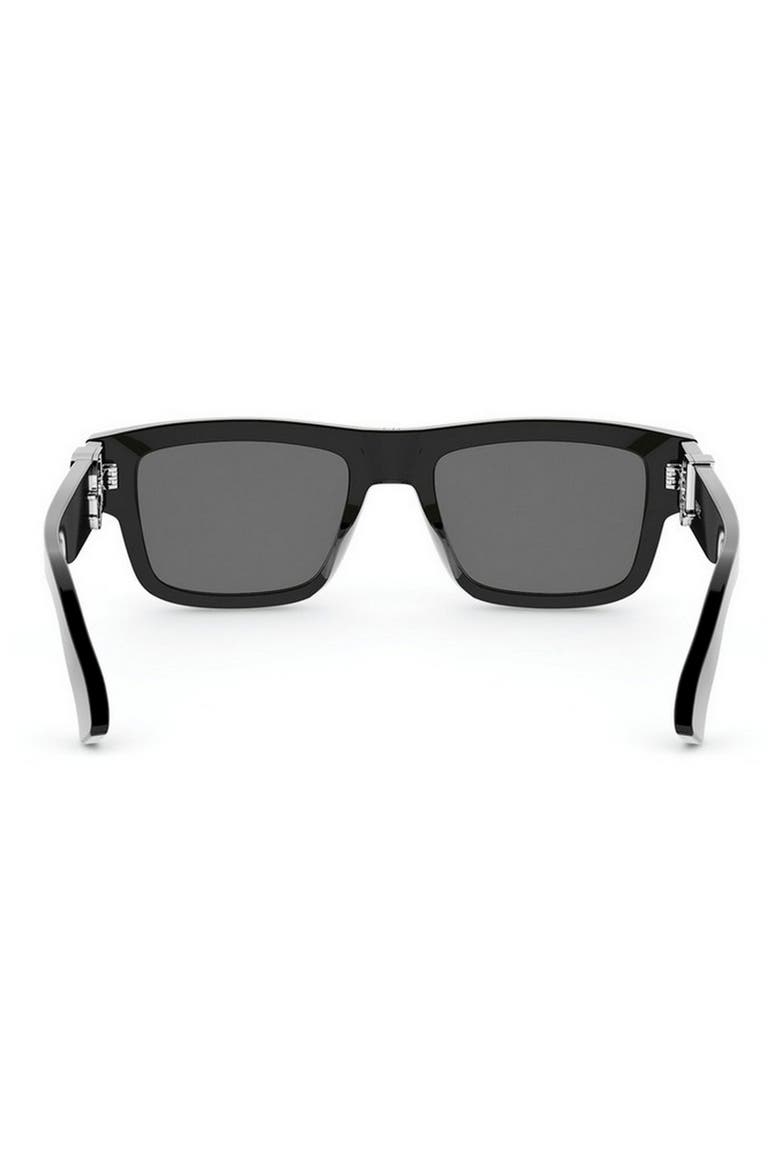 'DiorOblique S3I 52mm Rectangular Sunglasses, Alternate, color, SHINY BLACK / SMOKE