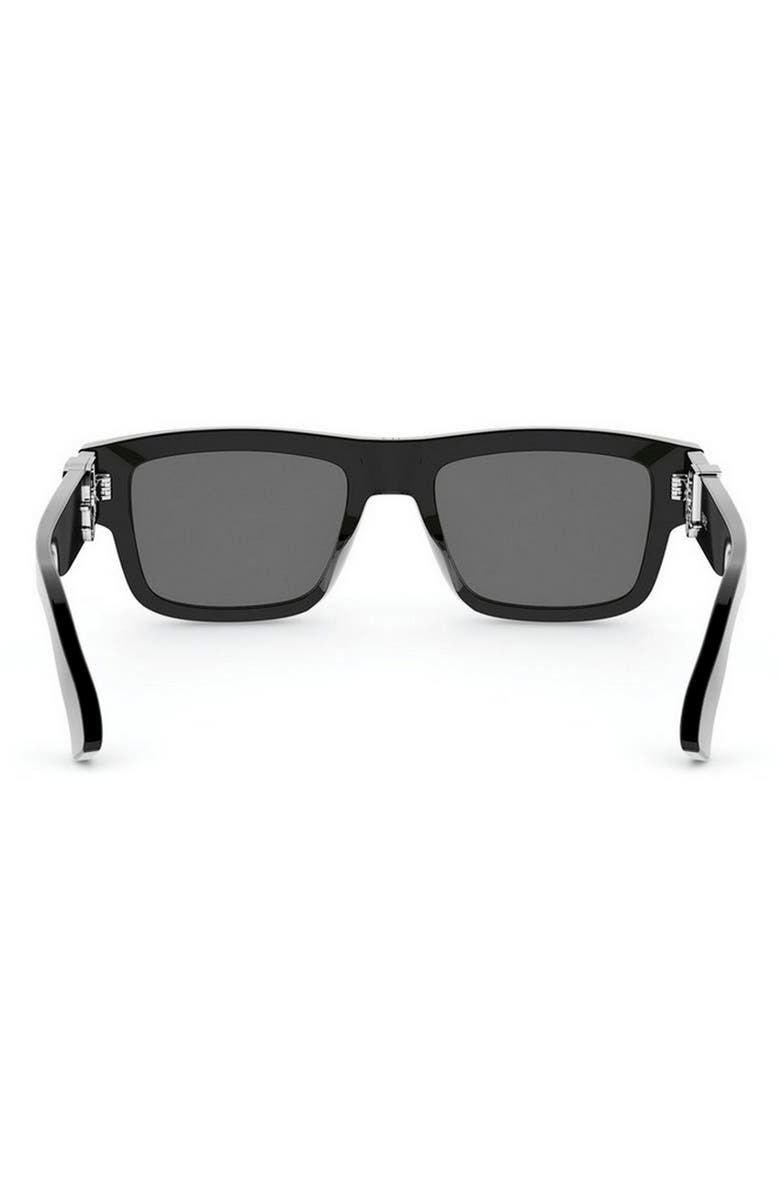 DIOR Oblique S3I 52mm Rectangular Sunglasses, Alternate, color, Shiny Black / Smoke