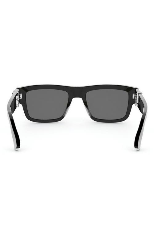 Dior Oblique S3i 52mm Rectangular Sunglasses In Black