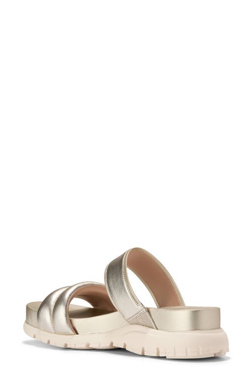 Cole Haan Zerogrand Double Band Slide Sandal In Soft Gold Talca/ivory