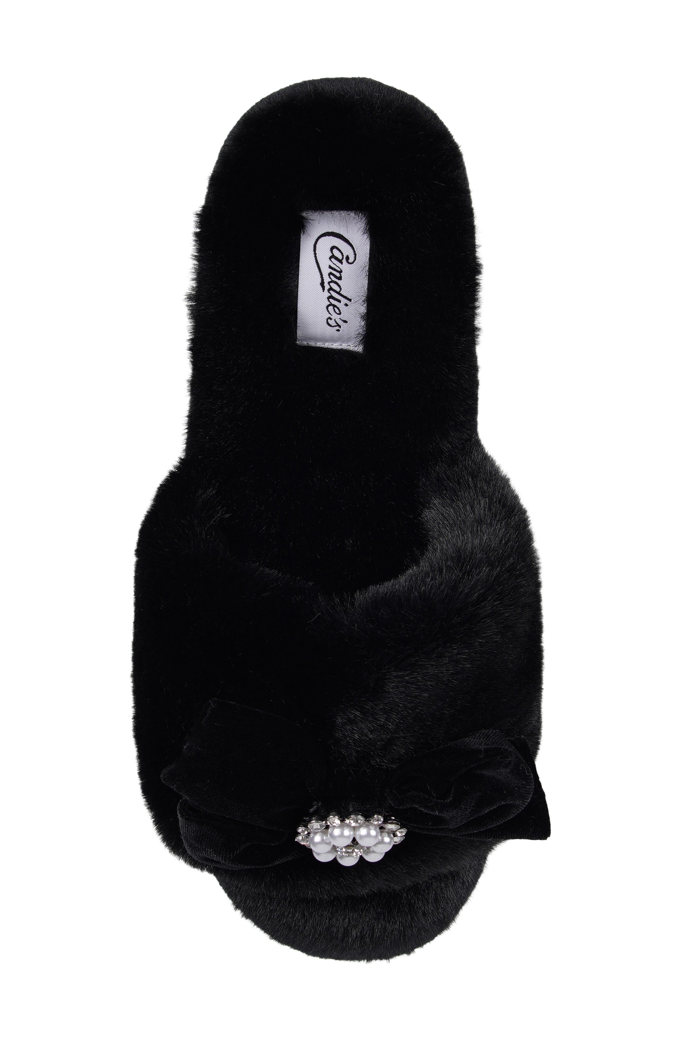 Candie's Harmonyy Faux Fur Slide Slipper, Alternate, color, Black