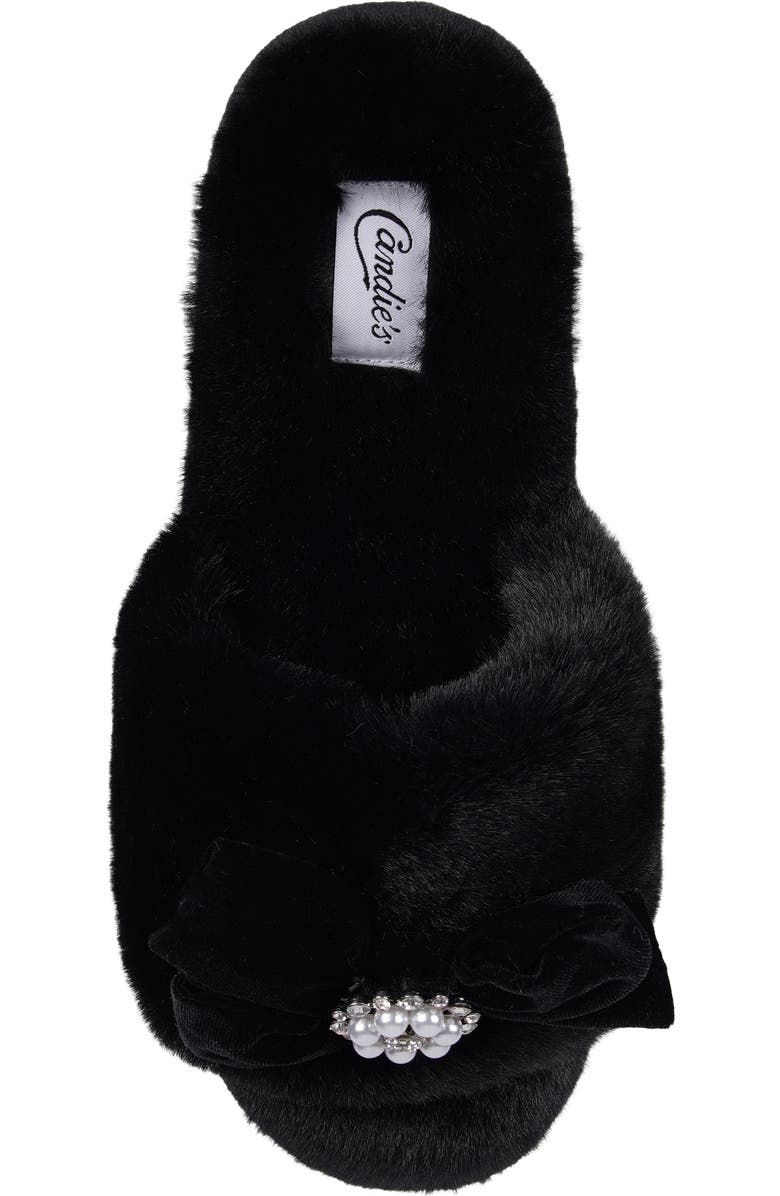 Candie's Harmonyy Faux Fur Slide Slipper, Alternate, color, Black