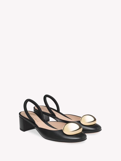 Gianvito Rossi Leather Dome Slingback Pumps In Black