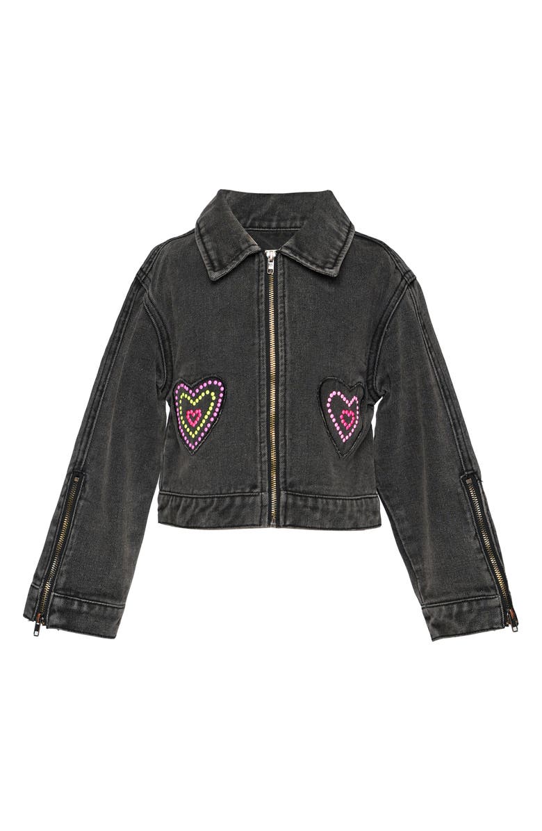 Baby Sara Kids' Embellished Denim Jacket, Main, color, Black
