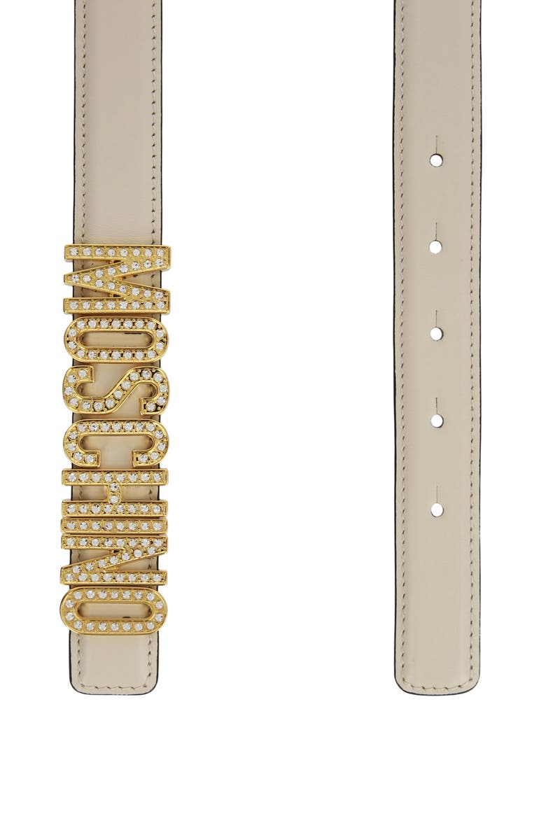 Moschino Logo Leather Belt, Alternate, color, 