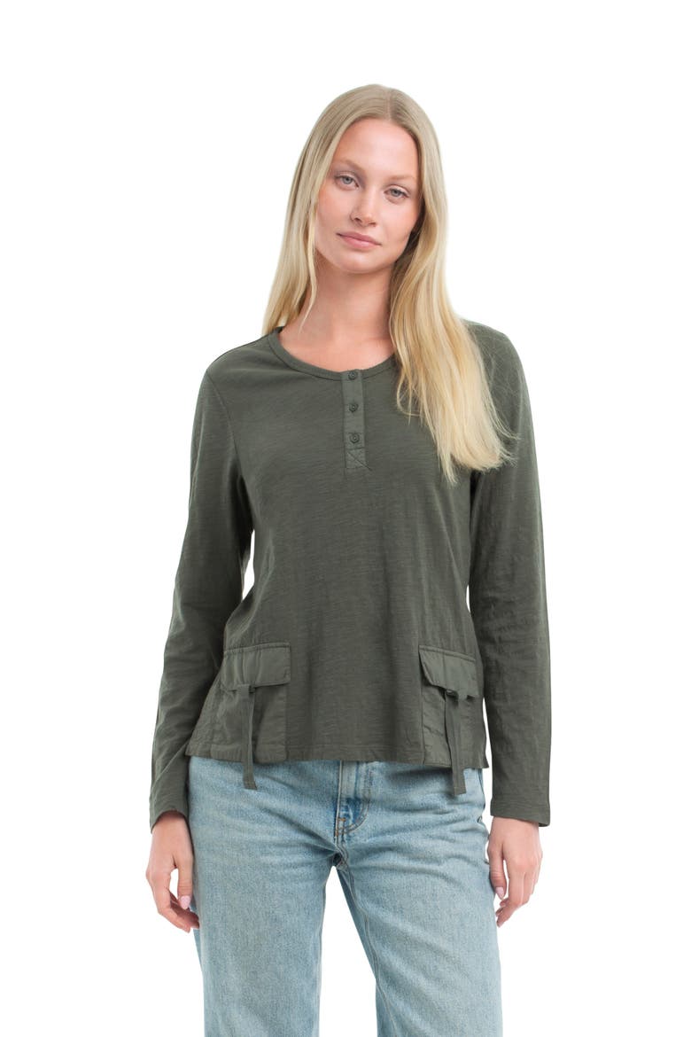 U-Neck Button Placket Tee, Main, color, Kambaba