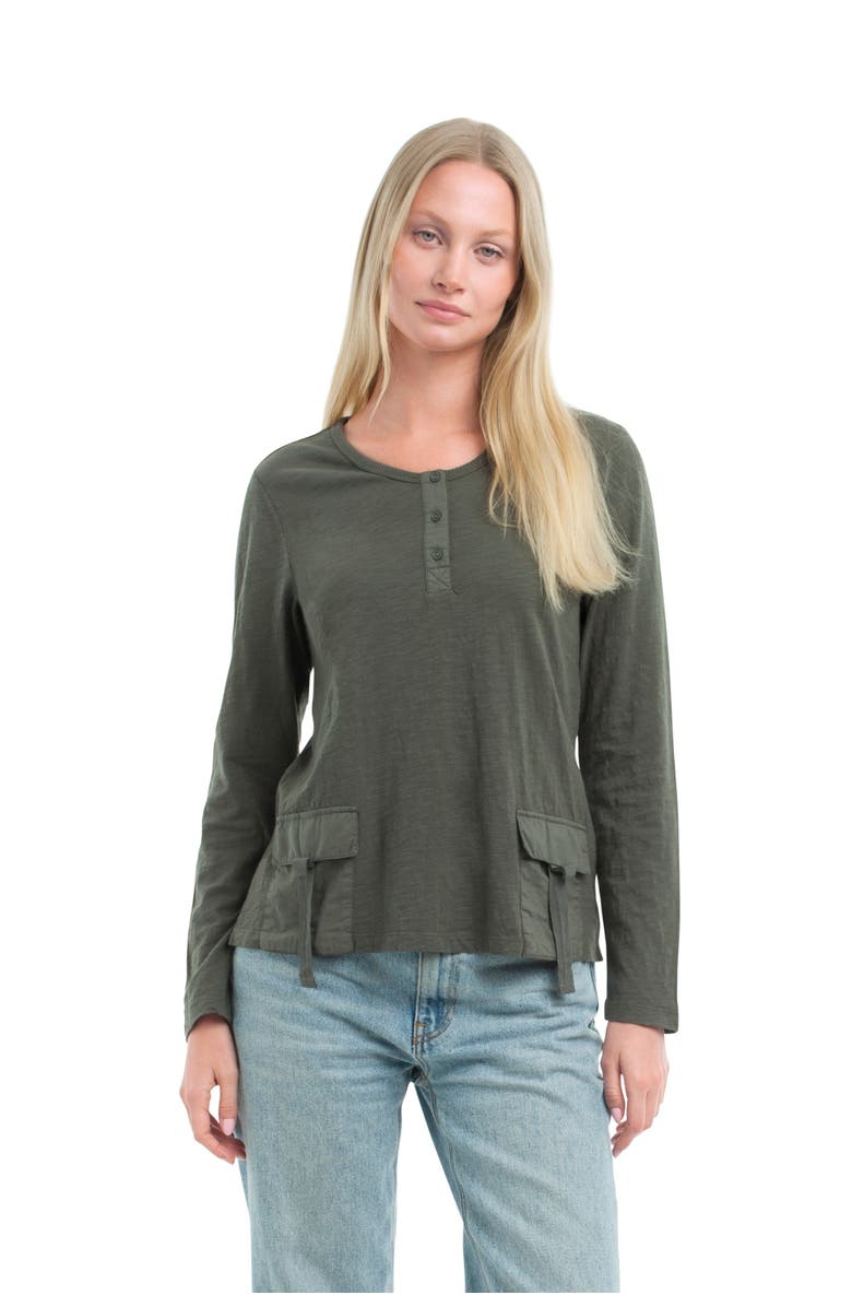 WILT Clothing U-Neck Button Placket Tee, Main, color, Kambaba