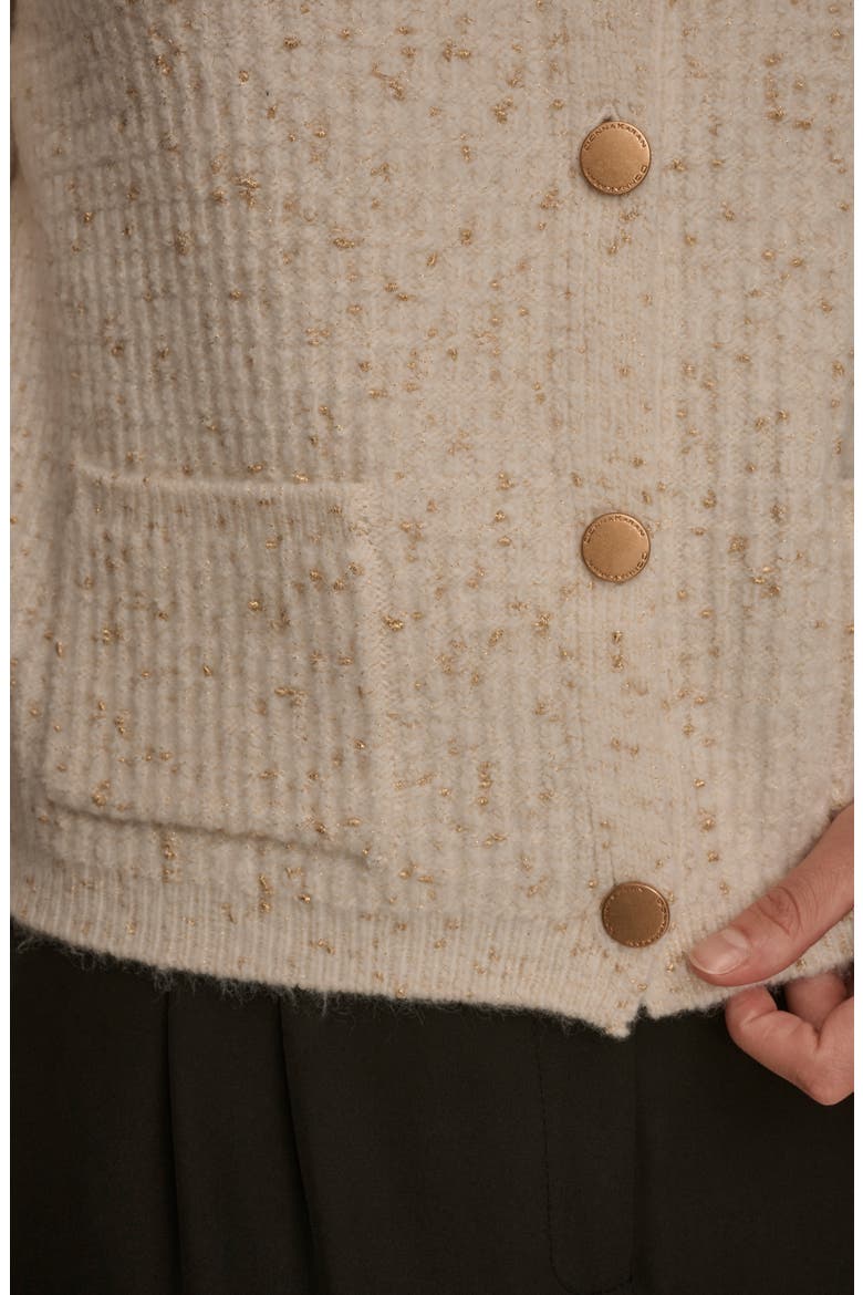 Metallic Cardigan, Alternate, color, CREAM/ GOLD
