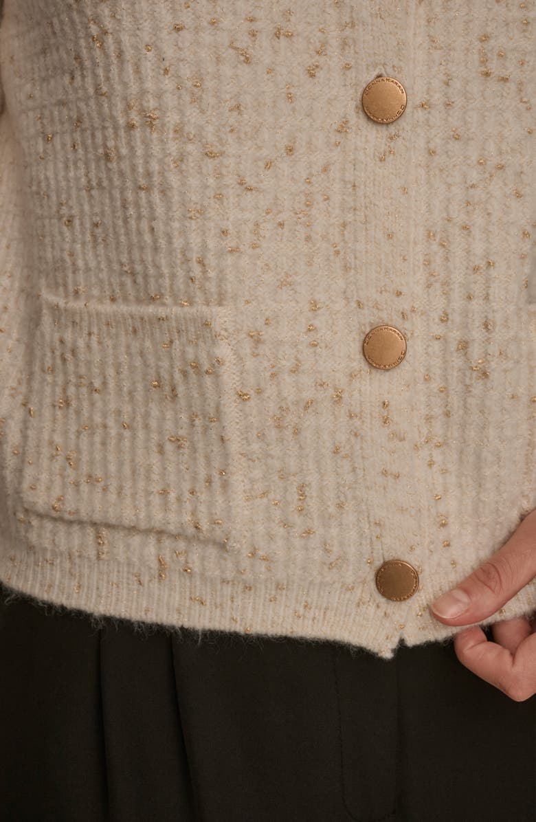 Donna Karan New York Metallic Cardigan, Alternate, color, Cream/ Gold