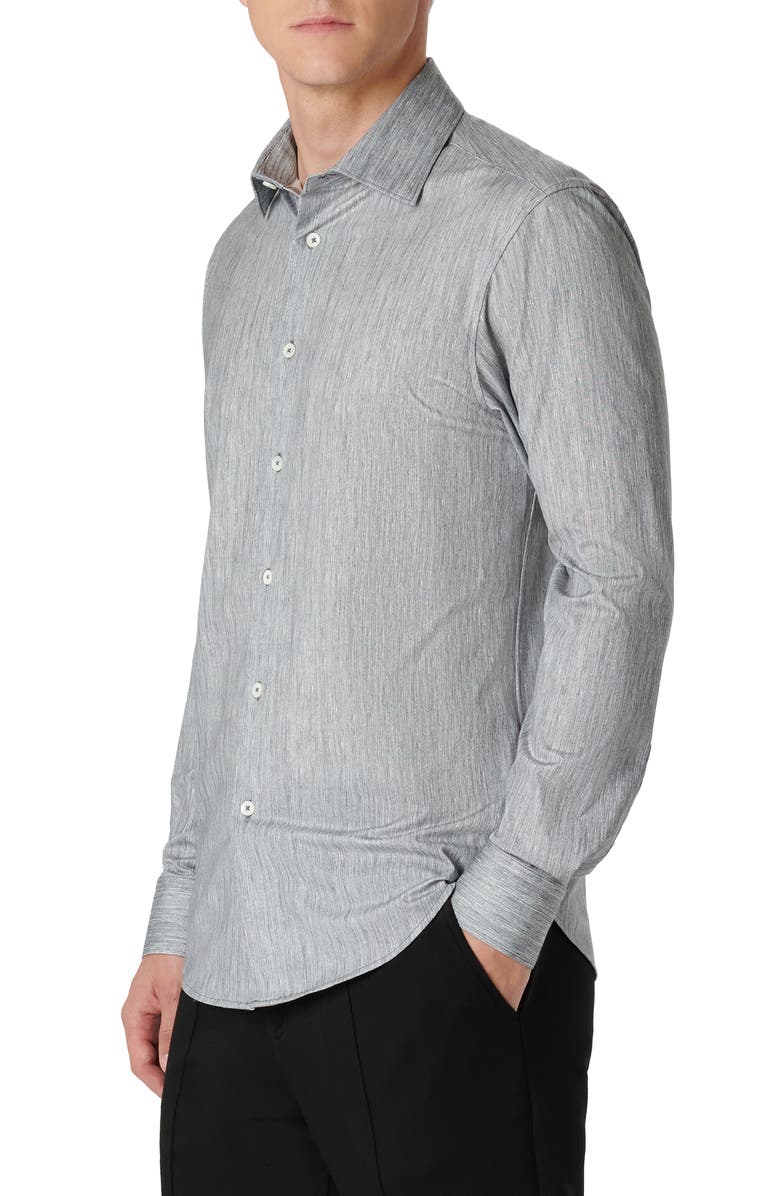 Bugatchi James OoohCotton<sup
®</sup
Chambray Print Button-Up Shirt, Alternate, color, Black