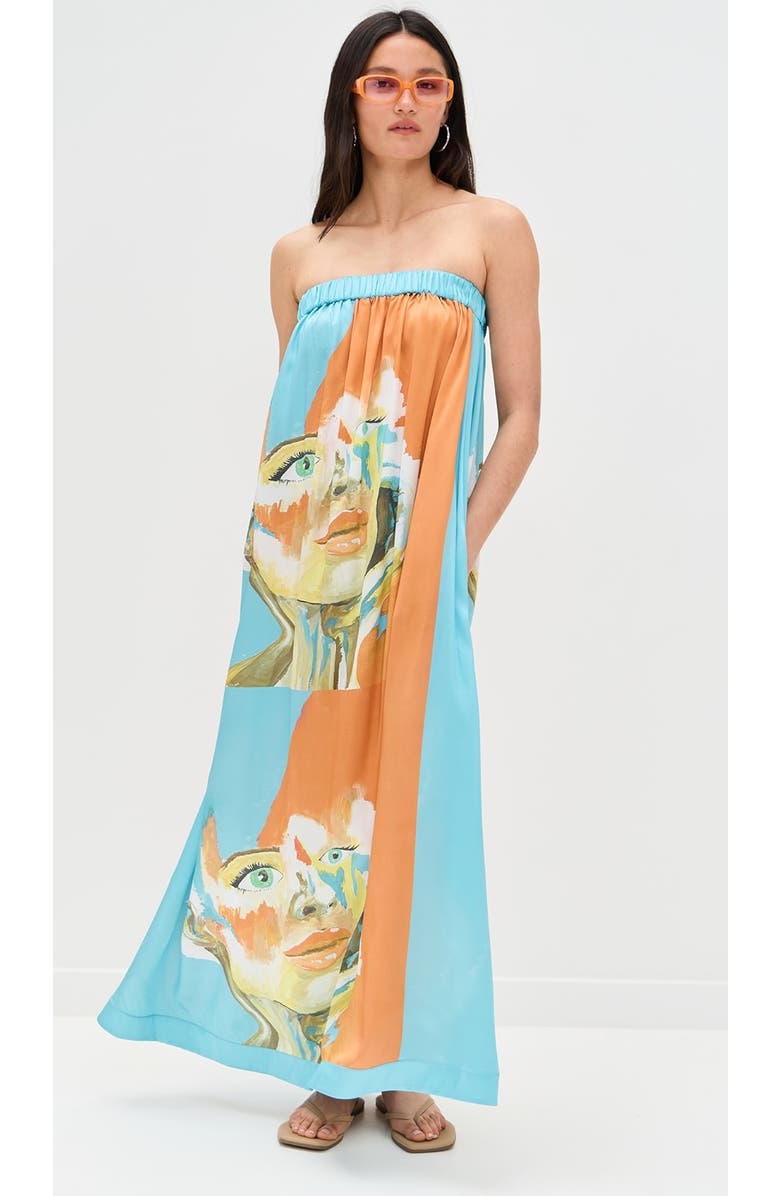 Dur Doux Kesi Maxi Strapless Dress, Alternate, color, Orange
