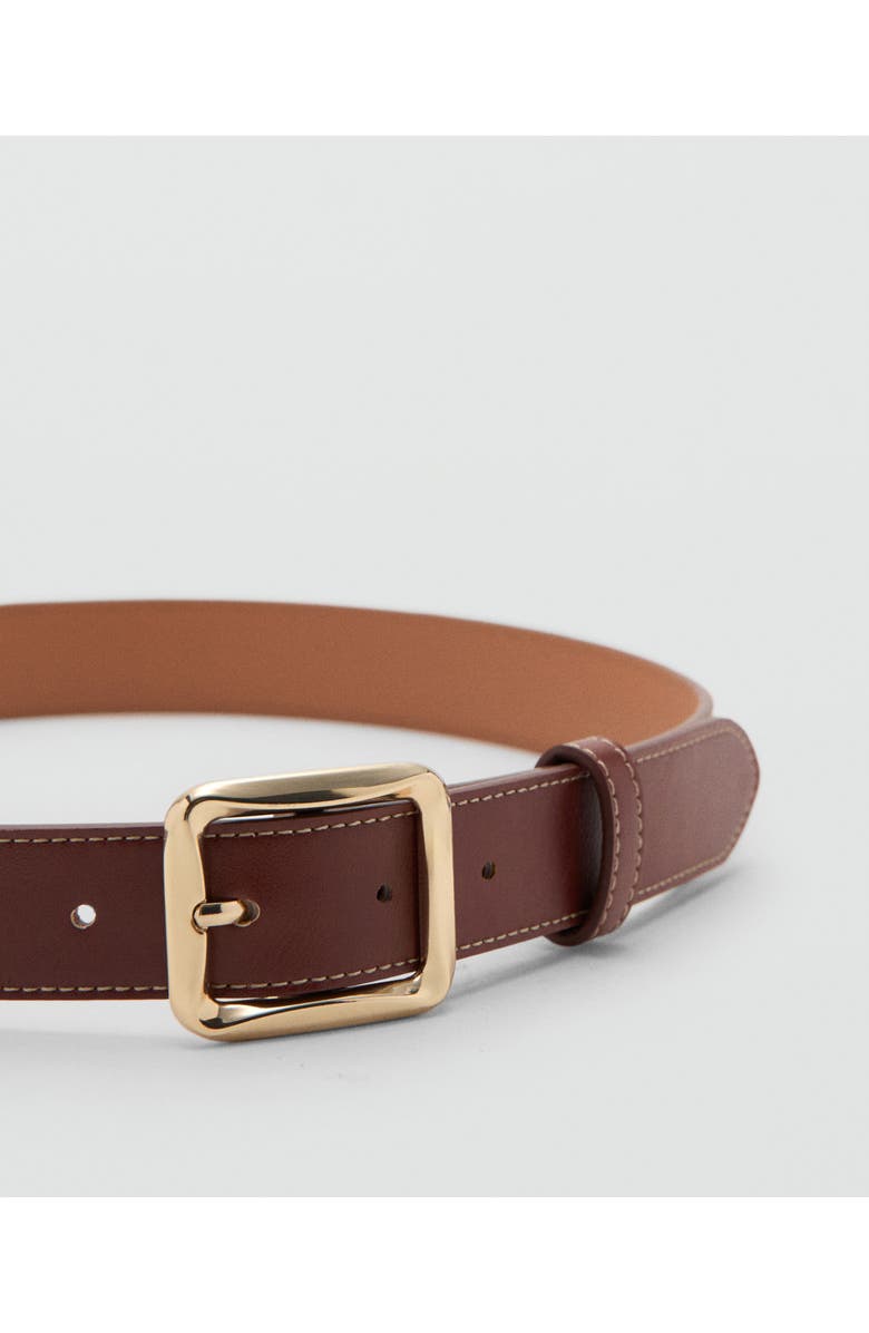 MANGO Square Buckle Belt, Alternate, color, Brown
