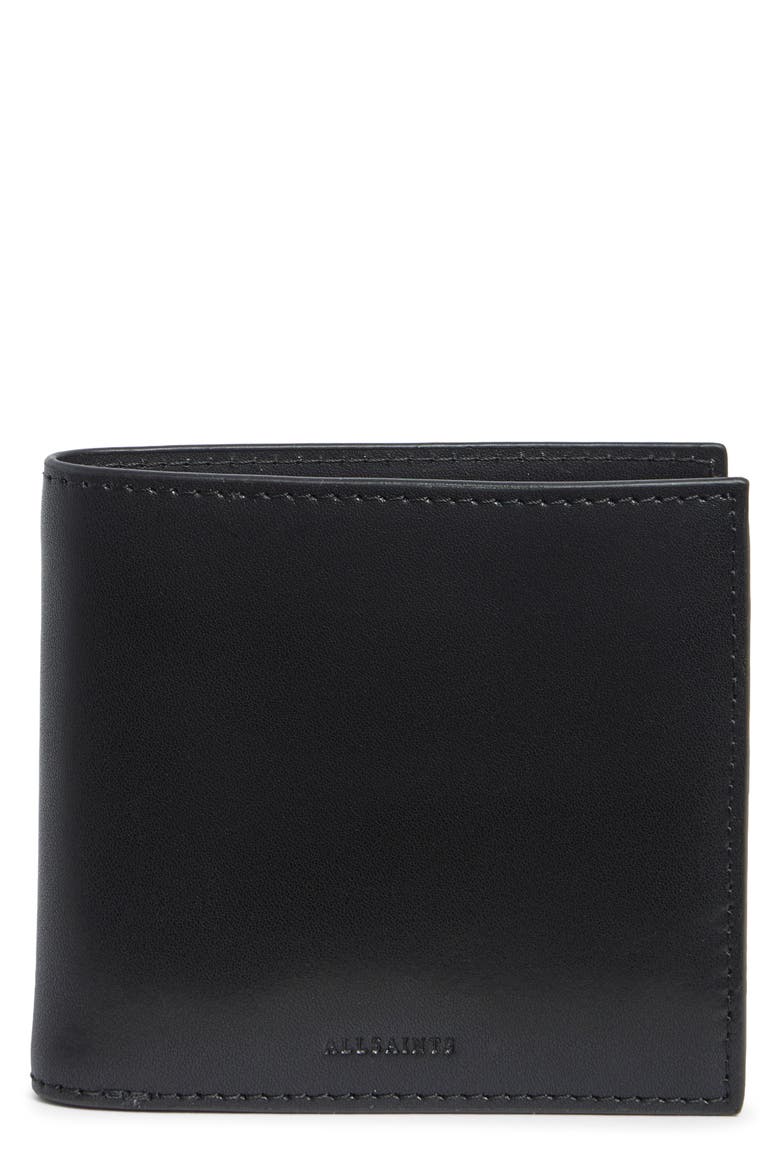 Elkka Bifold Leather Wallet, Main, color, BLACK