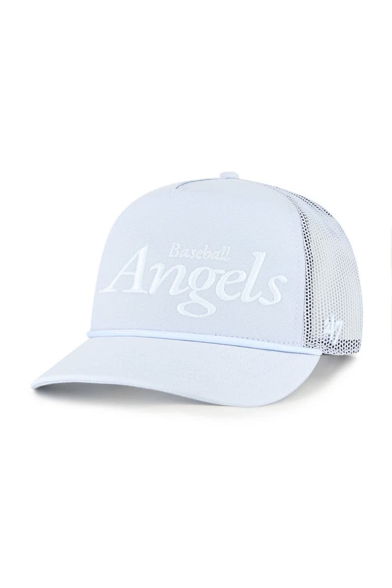 Men's '47 Light Blue Los Angeles Angels Foundation Script Hitch Adjustable Trucker Hat, Main, color, Light Blue