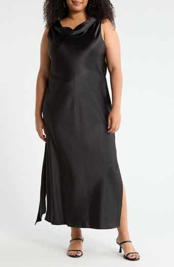Renee C Cowl Neck Satin Maxi Dress