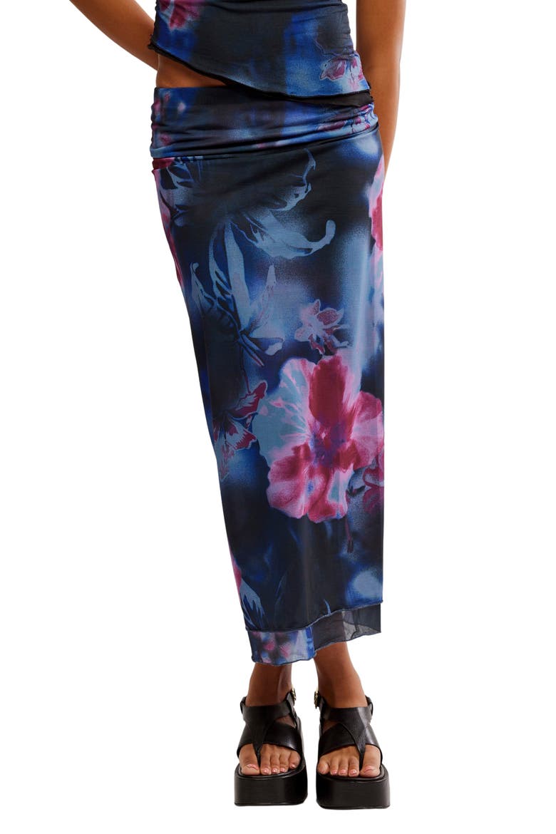 Sunset Print Mesh Maxi Skirt, Main, color, NIGHT COMBO-BOARDWAL