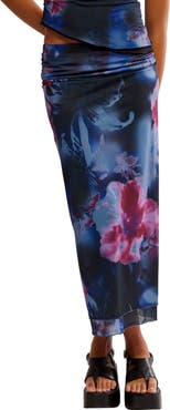 Free People Sunset Print Mesh Maxi Skirt