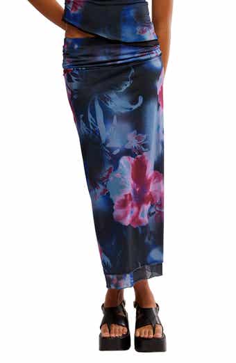Sunset Print Mesh Maxi Skirt