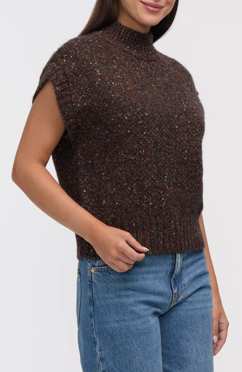 Nvlt Marled Mock Neck Cap Sleeve Sweater In Brown