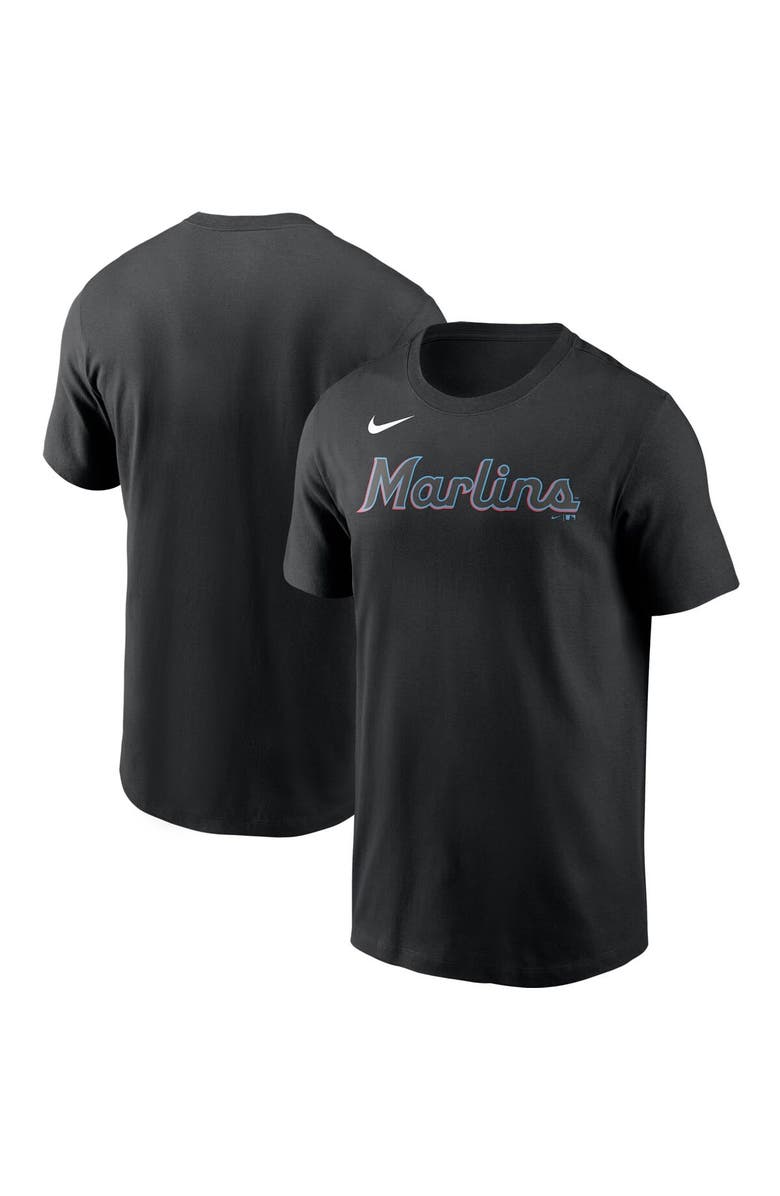 Nike Men's Nike Black Miami Marlins Team Wordmark T-Shirt, Main, color, Black