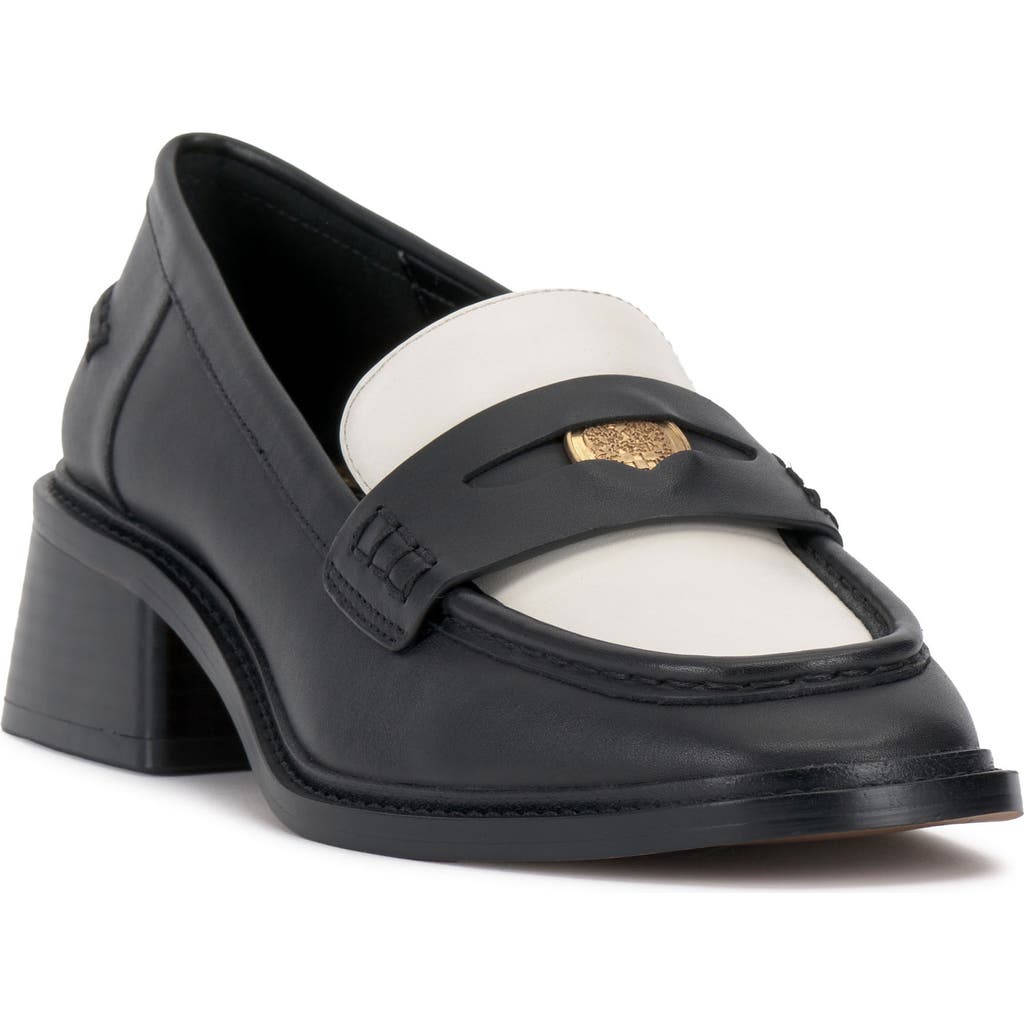 Vince Camuto Erinesa Block Penny Loafer In Black/coconut