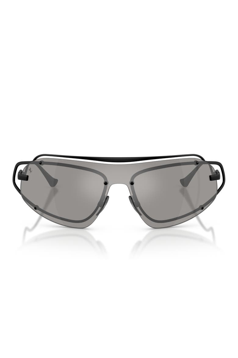 132mm Rimless Rectangular Sunglasses, Main, color, MATTE BLACK / GREY MIRROR