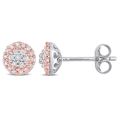 Diamond Cluster Halo Stud Earrings