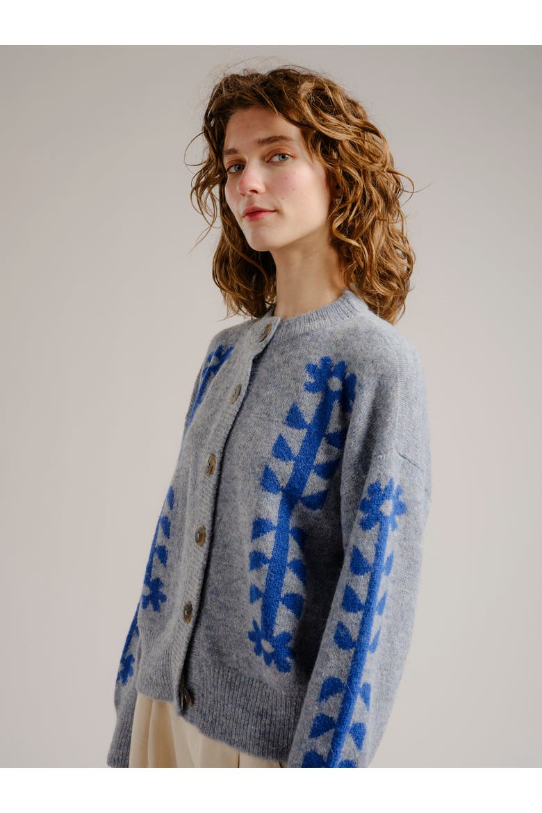 Flower Power Alpaca Cardigan, Alternate, color, Bluebell
