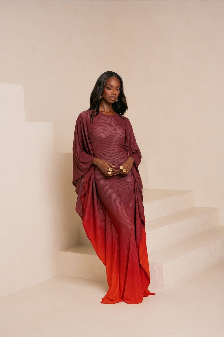 Dawn Kaftan Dress, Alternate, color, Burgundy