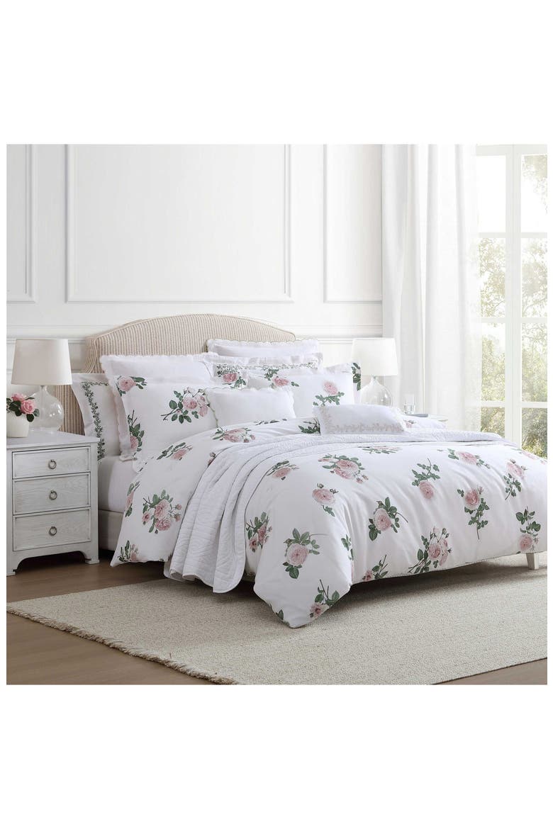 Tea Rose Cotton Sateen Comforter Set, Alternate, color, WHITE/ PEARL PEACH/ PINK CLAY