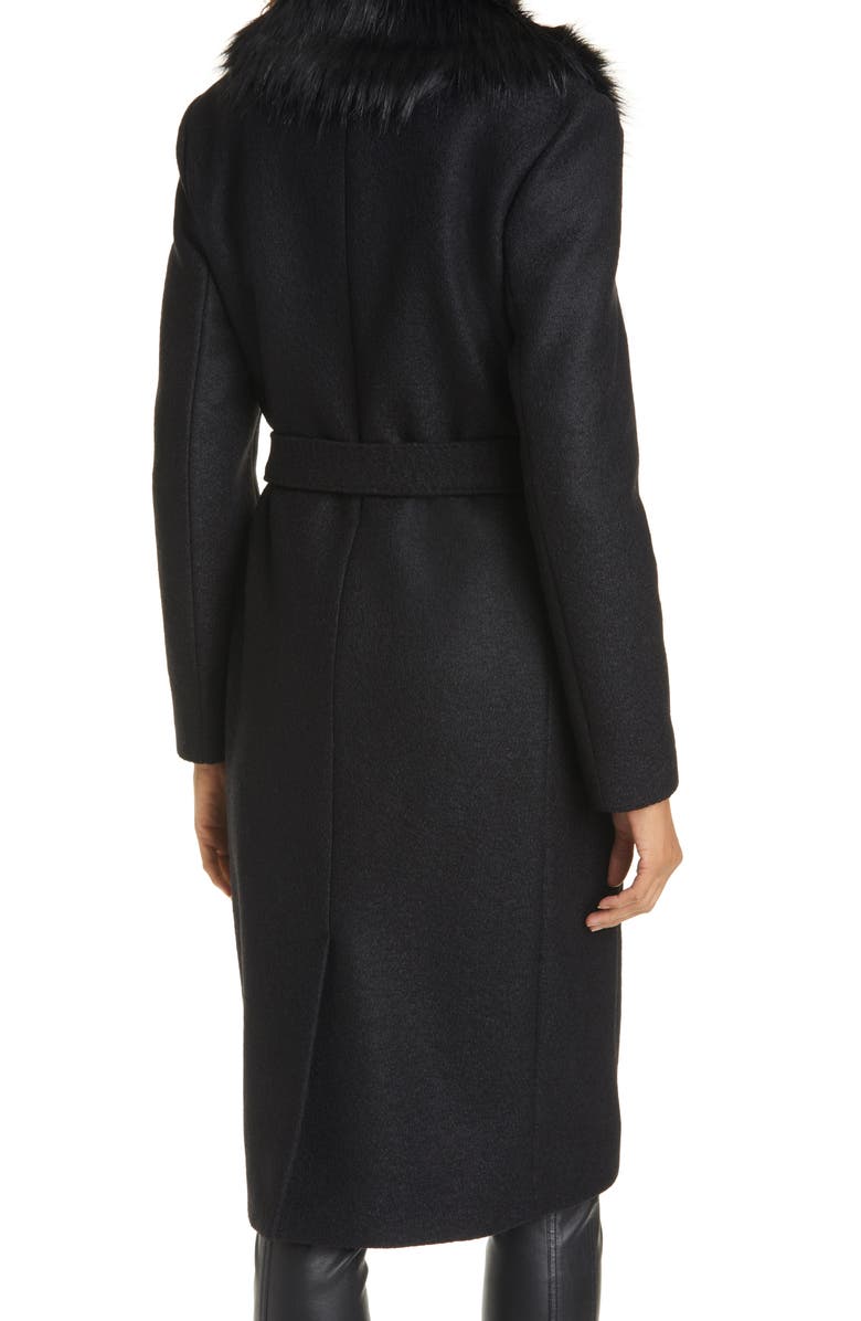 Ted Baker London Corinna Wool Coat with Faux Fur Collar, Alternate, color, 