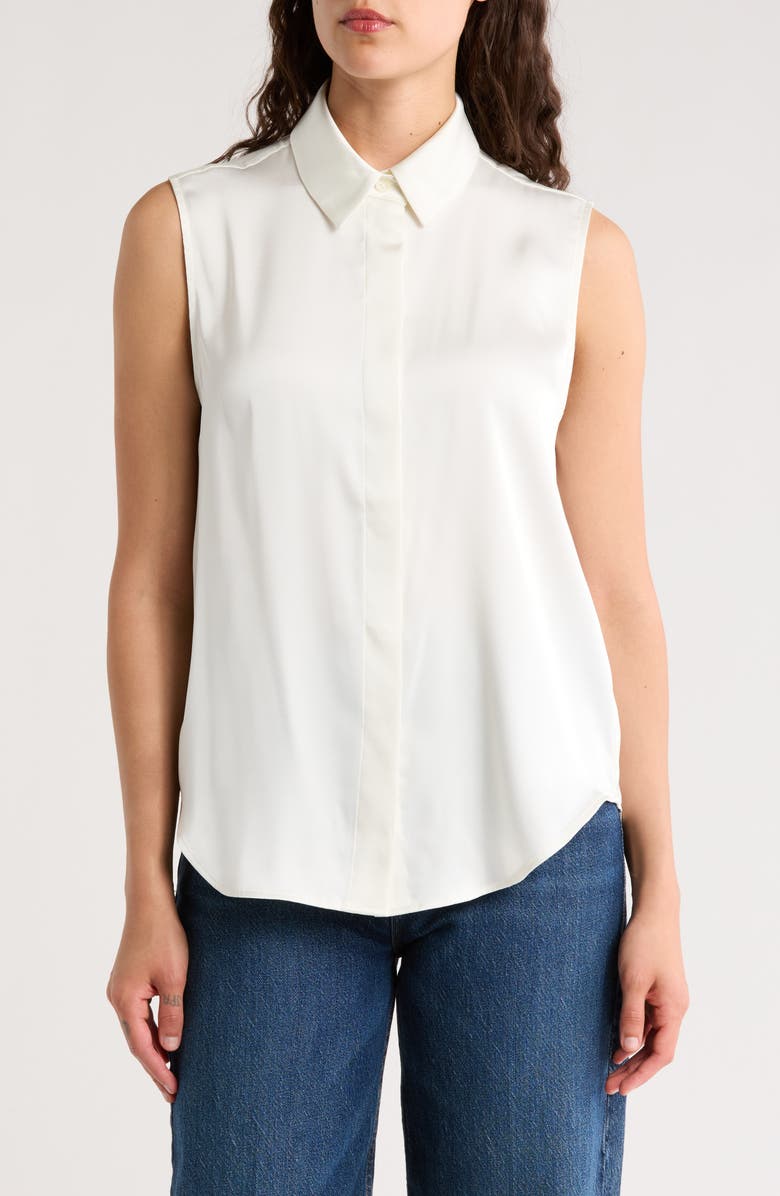 rag & bone Darla Sleeveless Satin Button-Up Shirt, Main, color, 