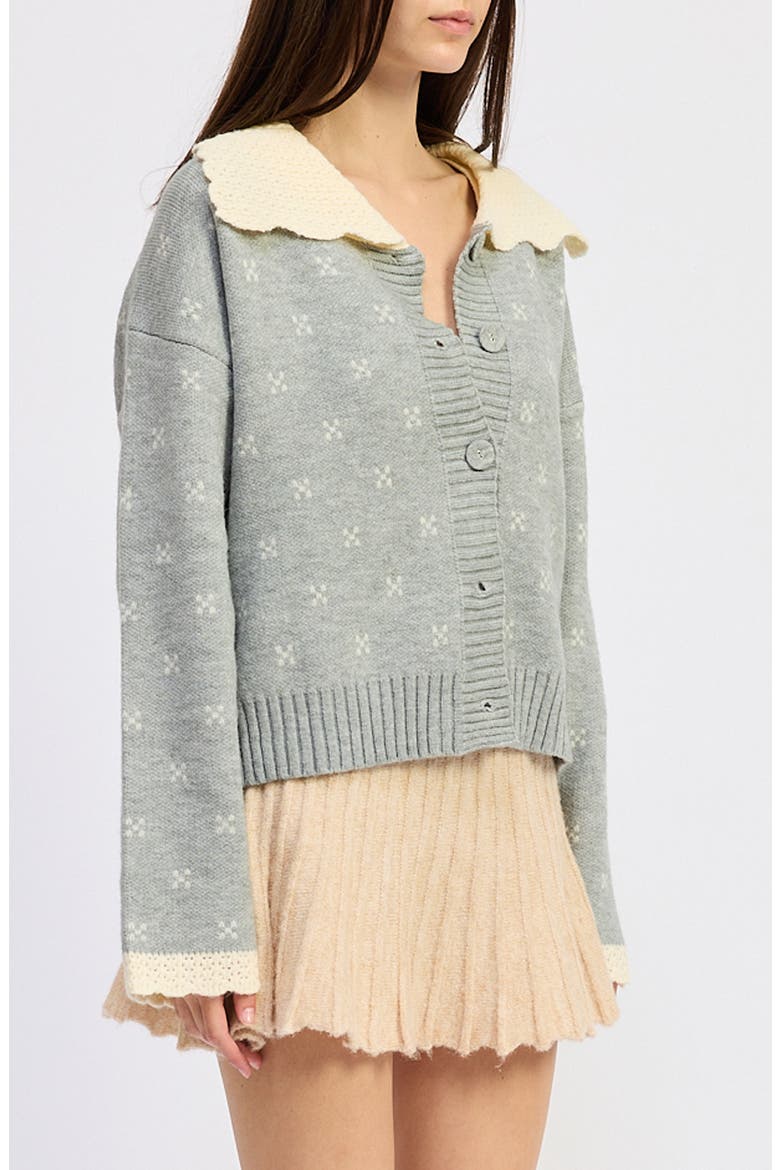 Georgia Contrast Collar Cardigan, Alternate, color, GREY