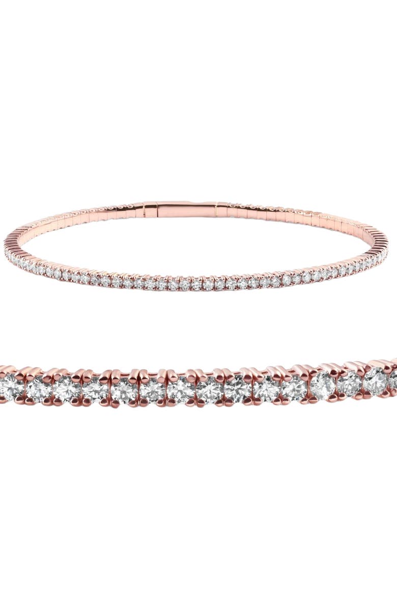 Bliss Diamond 3Ct TW Flexible Diamond Bangle Tennis Bracelet Lab Grown 14k Gold, Alternate, color, White Gold - 3Ct