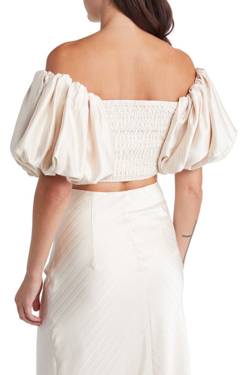 MOON RIVER Off the Shoulder Puff Sleeve Crop Top, Alternate, color, 