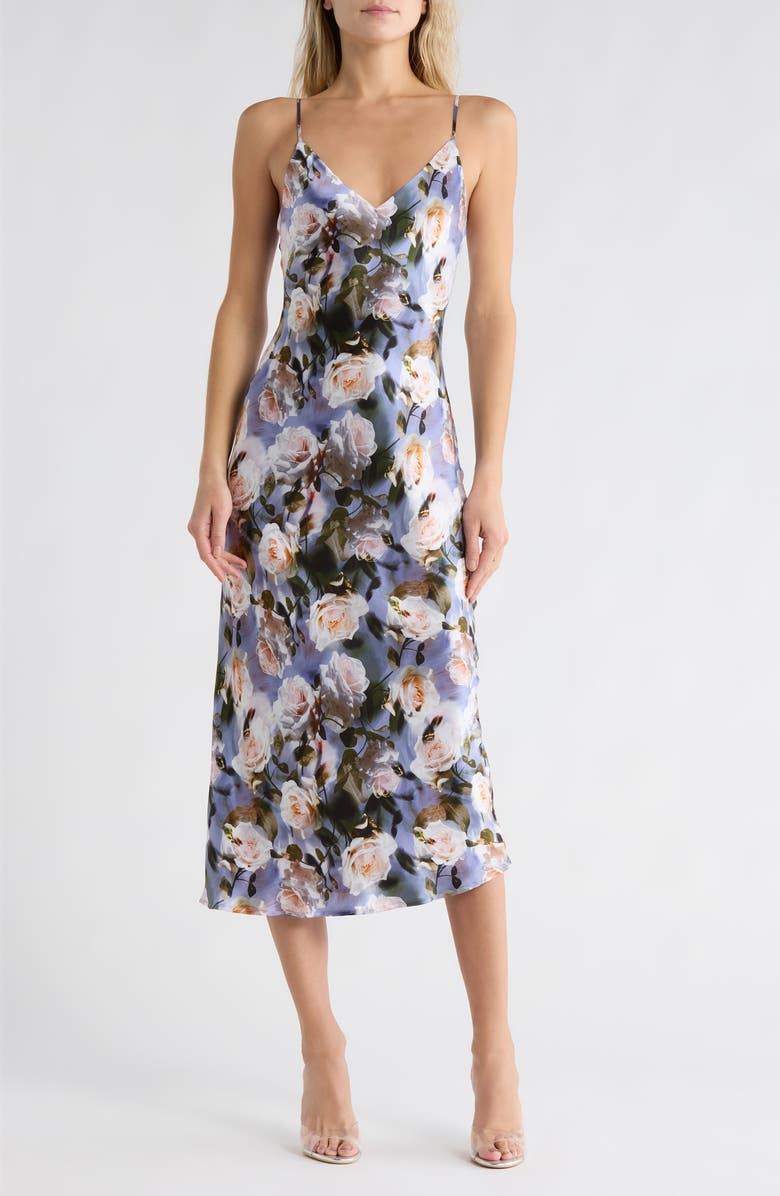 L'AGENCE Seridie Floral Silk Slipdress, Main, color, Multi Distressed Floral