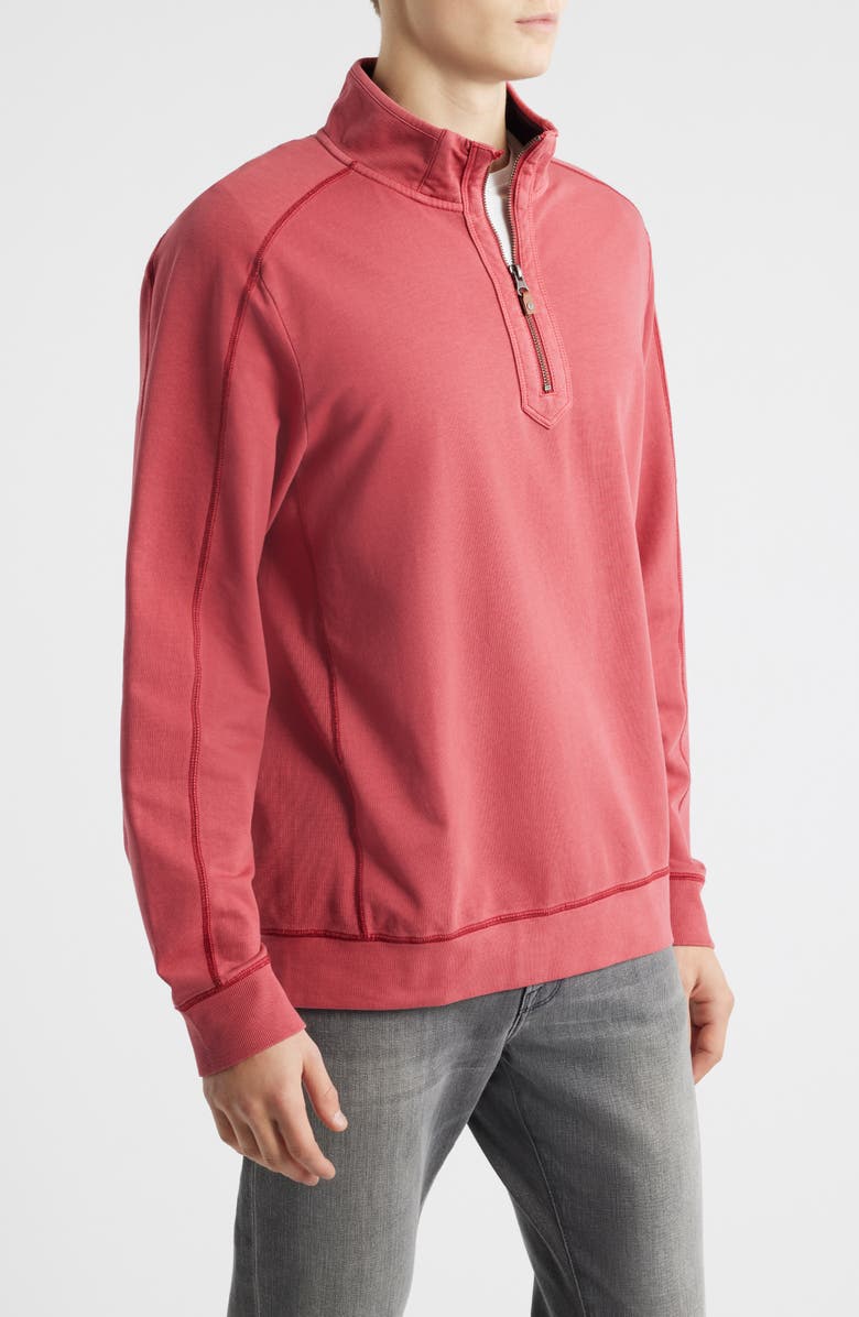 Tommy Bahama Ben & Terry Half Zip Sweatshirt, Alternate, color, Deep Havana