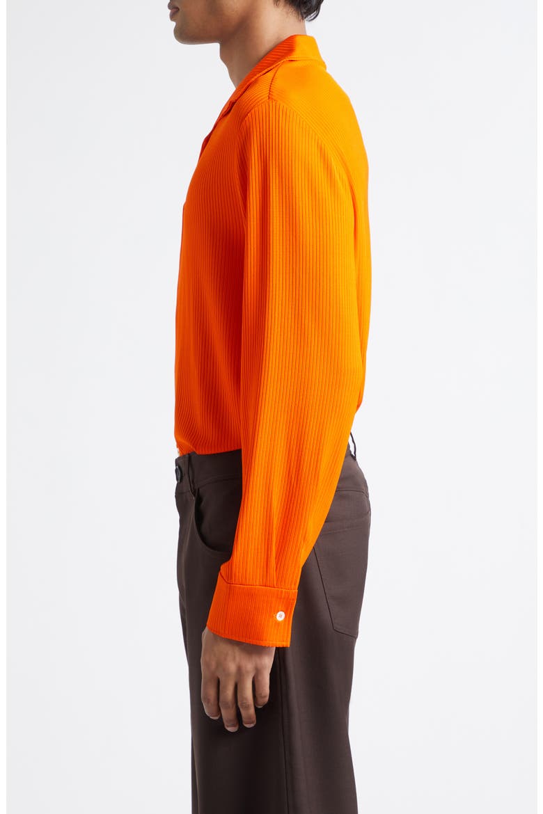 Darian Notch Collar Rib Button-Up Shirt, Alternate, color, TANGERINE VISCOSE RIB