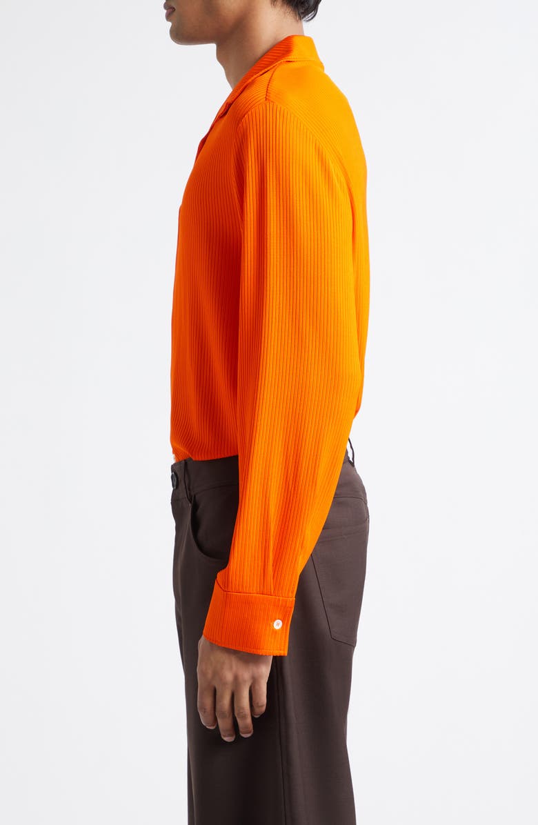 Séfr Darian Notch Collar Rib Button-Up Shirt, Alternate, color, Tangerine Viscose Rib