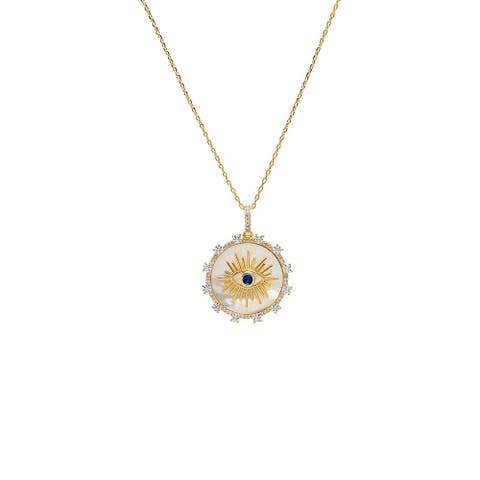 Mother of Pearl Evil Eye Pendant Necklace