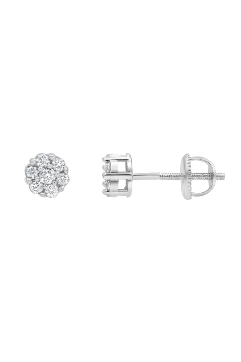 Aura 14K Gold Flower Cluster Diamond Unisex Earrings - 0.16 Ct, Alternate, color, 14K White Gold